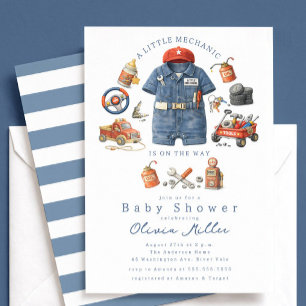 Liten Mekniker Baby Shower Inbjudan Pojke