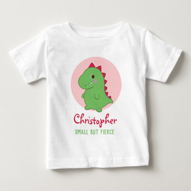 Liten men eldig | Rolig söt Dino Chibi T-Rex T Shirt (Framsida)