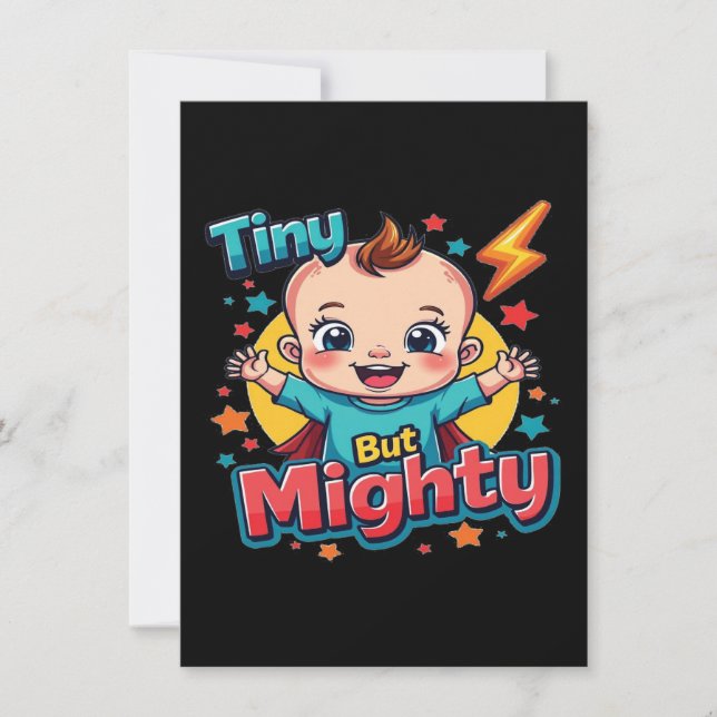 Liten men mäktig - Sött superbaby-kraftdesign Inbjudningar (Framsida)