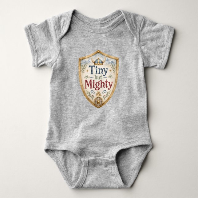 Liten Men Mäktig Viking Bebis Rum T Shirt (Framsida)