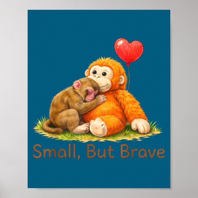 Liten men modig söt slagapa kärleksdesign  poster (Framsidan)