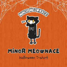 Liten Meownace Boo Kuslig Skelett Katt Halloween T Shirt