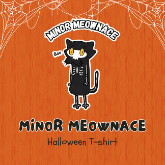 Liten Meownace Boo Kuslig Skelett Katt Halloween T Shirt