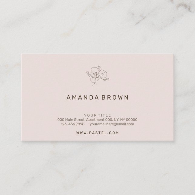 Liten Minimal Blush Rosa Blomma Visitkort (Framsida)