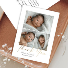 Liten Minimal Script 3 Foto Baby Tack Kort