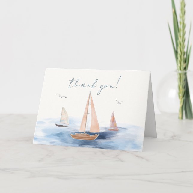 Liten minimalistisk babybabystölder för nautisk sj tack kort (Framsida)