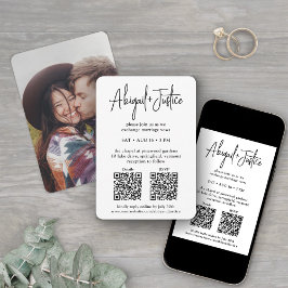 Liten Minimalistisk Skript Allt-i-Allt QR Foto Brö Inbjudningar