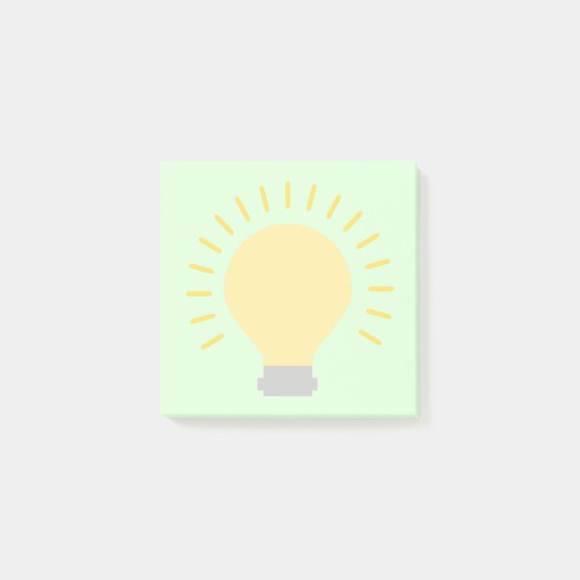 Liten Mint-Grönt Ljust bulb Art 3x3 Fäster Mini Post-it Block (Framsida)
