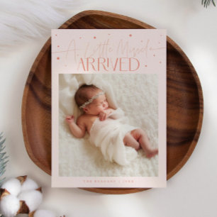 Liten mirakel jul persika foto födelse meddelande