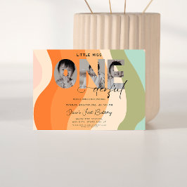 Liten miss en fantastisk 1:a födelsedag 3-fotogrup inbjudningar