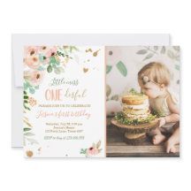 Liten Miss Onederful 1-årsfirande Inbjudan Blommig