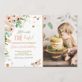 Liten Miss Onederful 1-årsfirande Inbjudan Blommig