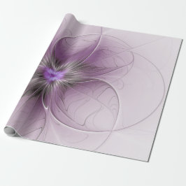Liten modern lila grå fraktal konst blomma presentpapper
