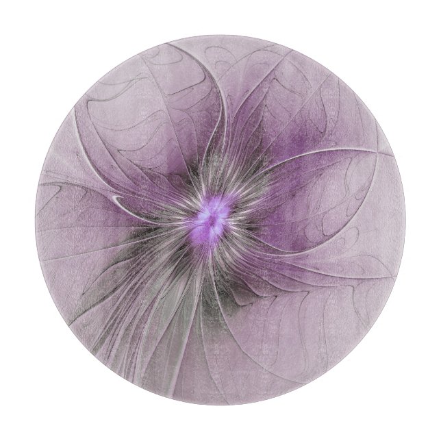 Liten modern mauvegrå fraktalkonst blomma (Framsidan)