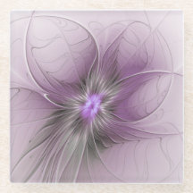 Liten modern mauvegrå fraktalkonst blomma