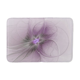 Liten modern mauvegrå fraktalkonst blomma badrumsmatta