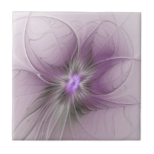 Liten modern mauvegrå fraktalkonst blomma