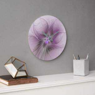 Liten modern mauvegrå fraktalkonst blomma stor klocka