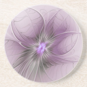 Liten modern mauvegrå fraktalkonst blomma underlägg