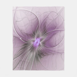 Liten modern mauvegrå fraktalkonstblomma fleecefilt