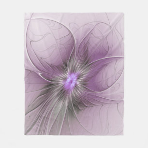 Liten modern mauvegrå fraktalkonstblomma fleecefilt
