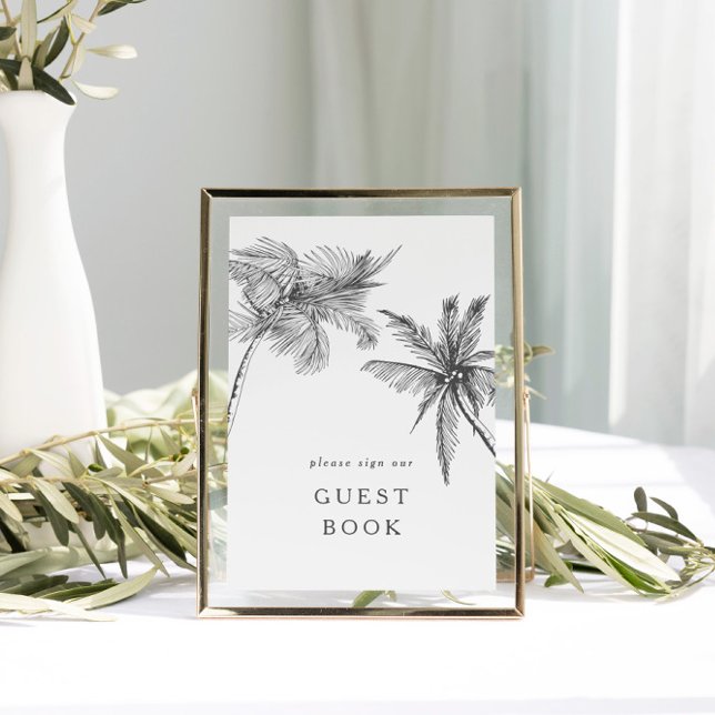 Liten, modern tropisk gäst Bok Bröllop Poster (Explore our fully customizable collection of palm tree wedding items!)