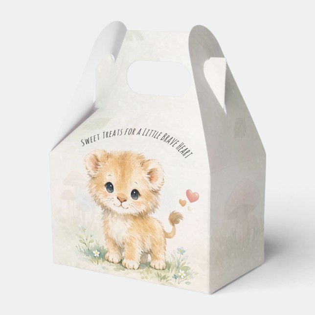 Liten Modig Hjärtlejon Safari Baby Shower Presentaskar (Framsidan Sidan)