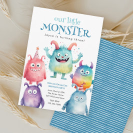 Liten Monster Barnkalas Inbjudningar
