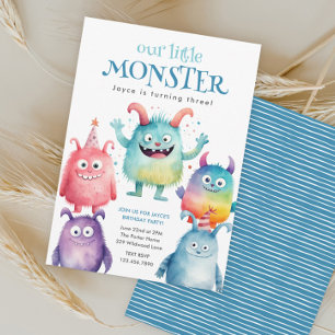 Liten Monster Barnkalas Inbjudningar