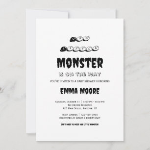 Liten monster-barnkalas typografi design inbjudningar