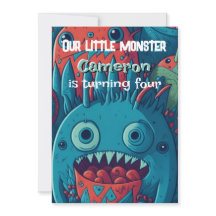Liten monster födelsedagsfest blå röd
