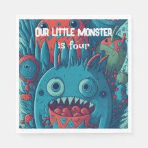 Liten monster födelsedagsfest blå röd