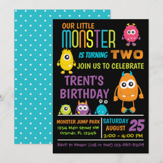 Liten monster födelsedagsfest inbjudan