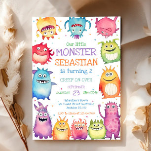 Liten monster födelsedagsinbjudan inbjudningar