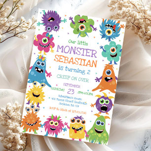 Liten monster födelsedagsinbjudan inbjudningar
