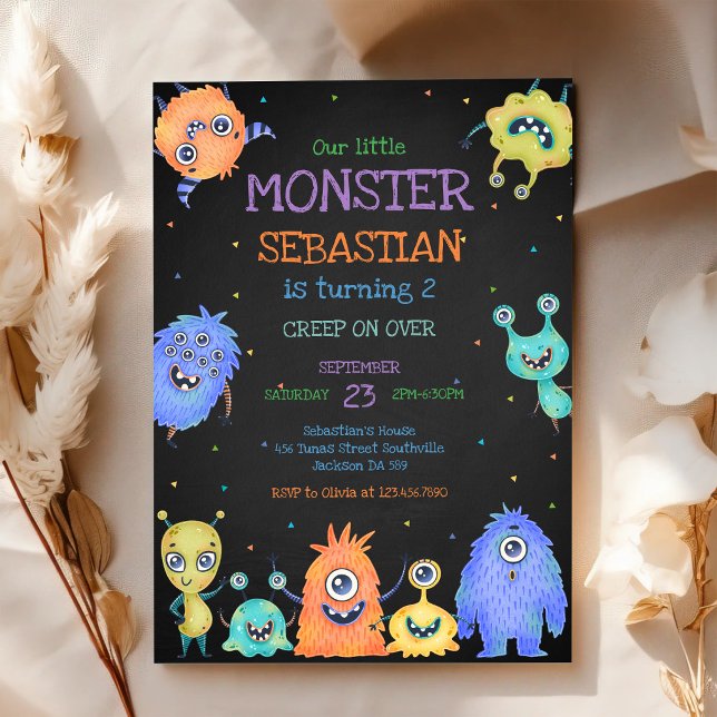 Liten monster födelsedagsinbjudan inbjudningar (Skapare uppladdad)