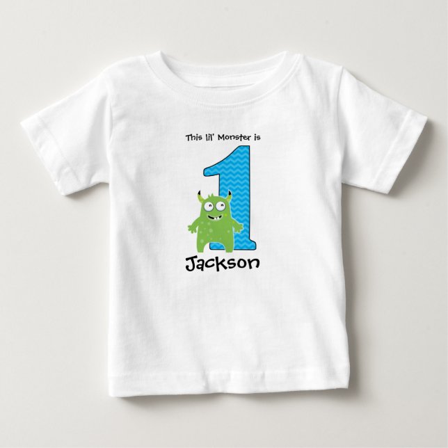 Liten monster första födelsedags t-shirt (Framsida)