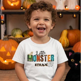 liten monster Halloween 2026personlig förskolebarn T Shirt