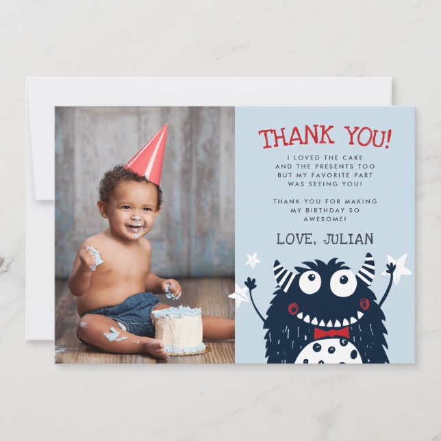 Liten monster | Platt tack-fotokort Tack Kort (Framsida)