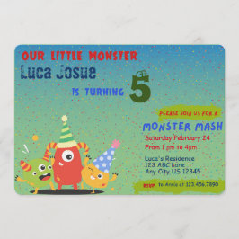 Liten monster temafest födelsedagsinbjudan inbjudningar