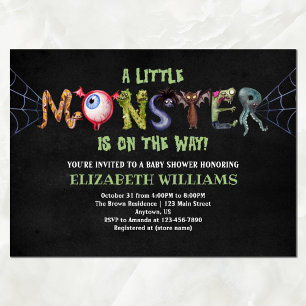 Liten monsterbrev Halloween Baby Shower Inbjudningar