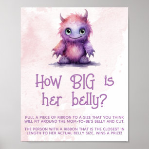 Liten monsterflicka baby shower stor mage skylt