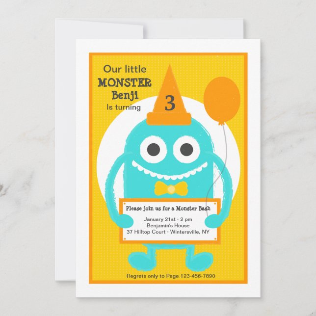 Liten monsterinbjudan inbjudningar (Framsida)