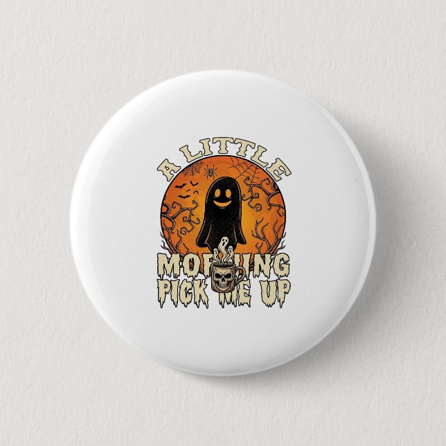 Liten morgonplock Upp Halloween Ghost Skull Mu Knapp (Framsida)