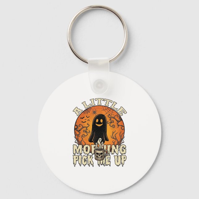 Liten morgonplock Upp Halloween Ghost Skull Mu Nyckelring (Framsida)