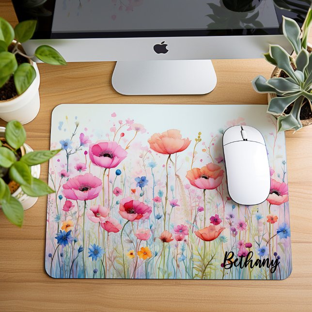 Liten Mousepad, Watercolor of Wildblommor. Musmatta (Skapare uppladdad)