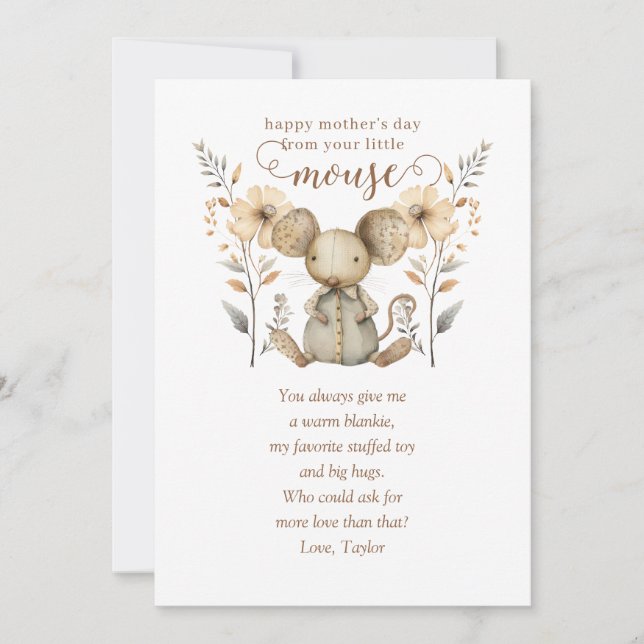Liten Mus första Mors dag-hälsningskort Inbjudningar (Framsida)