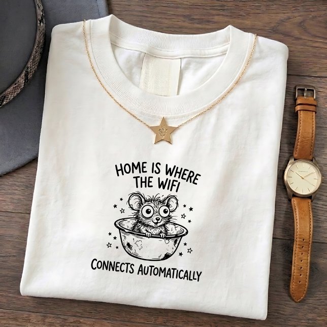 Liten Mus Hem Wifi Humor T-shirt (Skapare uppladdad)