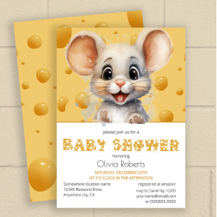 Liten mus i Baby Shower Inbjudningar