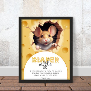 Liten mus i ost Baby Shower diaper raffle Poster